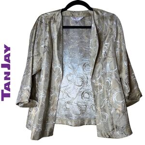 TanJay Swirl Patterned Evening Jacket in Beige and White